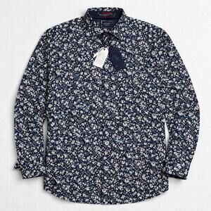 Silver Stone Floral Shirt Mens XXXL Modern Fit Black Blue Button Down NWT Casual